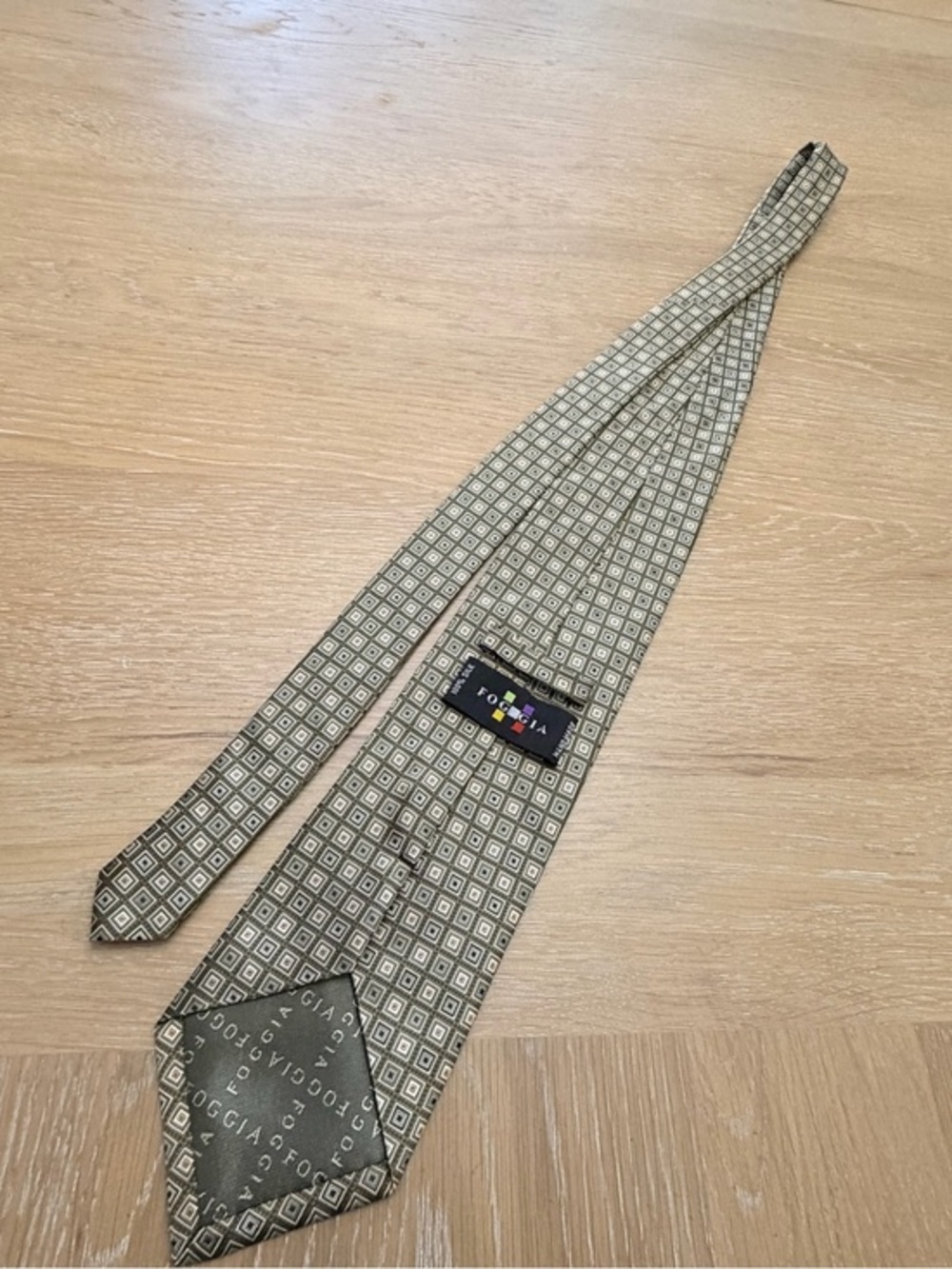 Fossil Olive Green Geometric Silk Tie